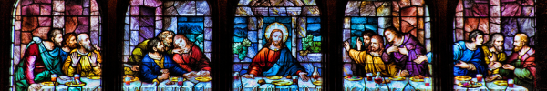stained glass image of last supper